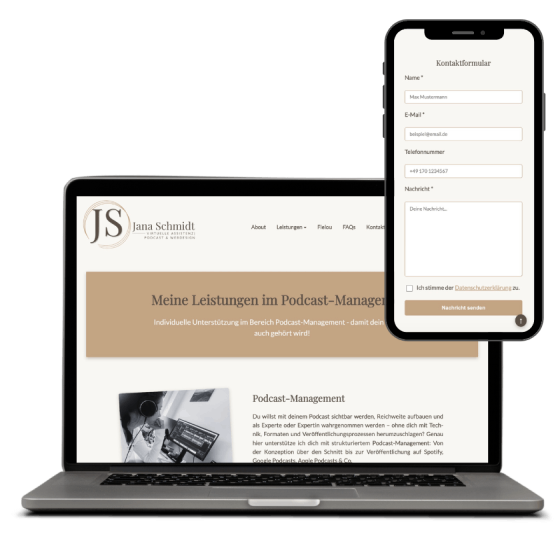 Custom HTML/CSS portfolio website from Jana Schmidt Virtual Assistant Podcast Management and Web Design